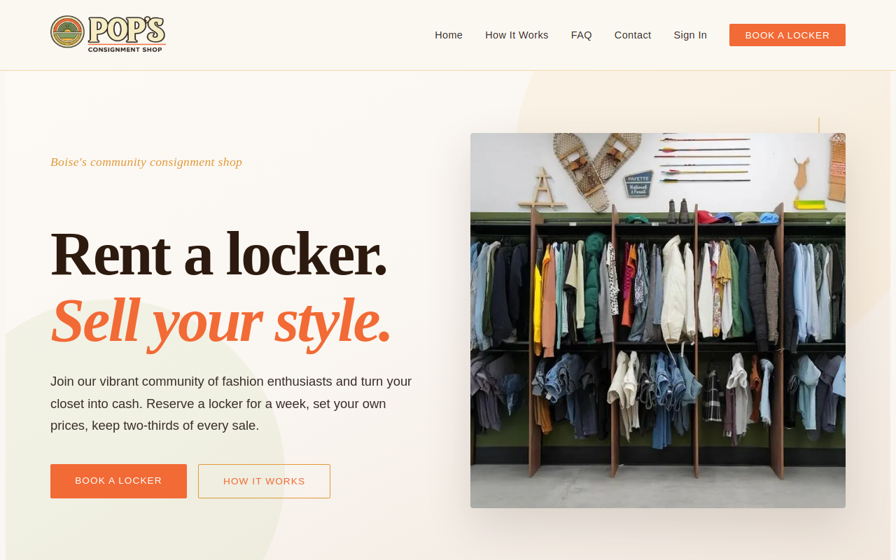 Pop's Consignment Shop website preview