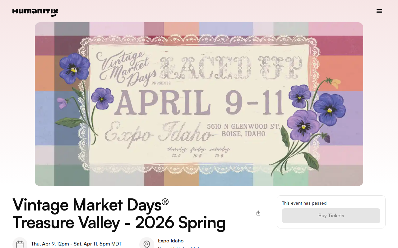 Vintage Market Days of Treasure Valley Idaho website preview