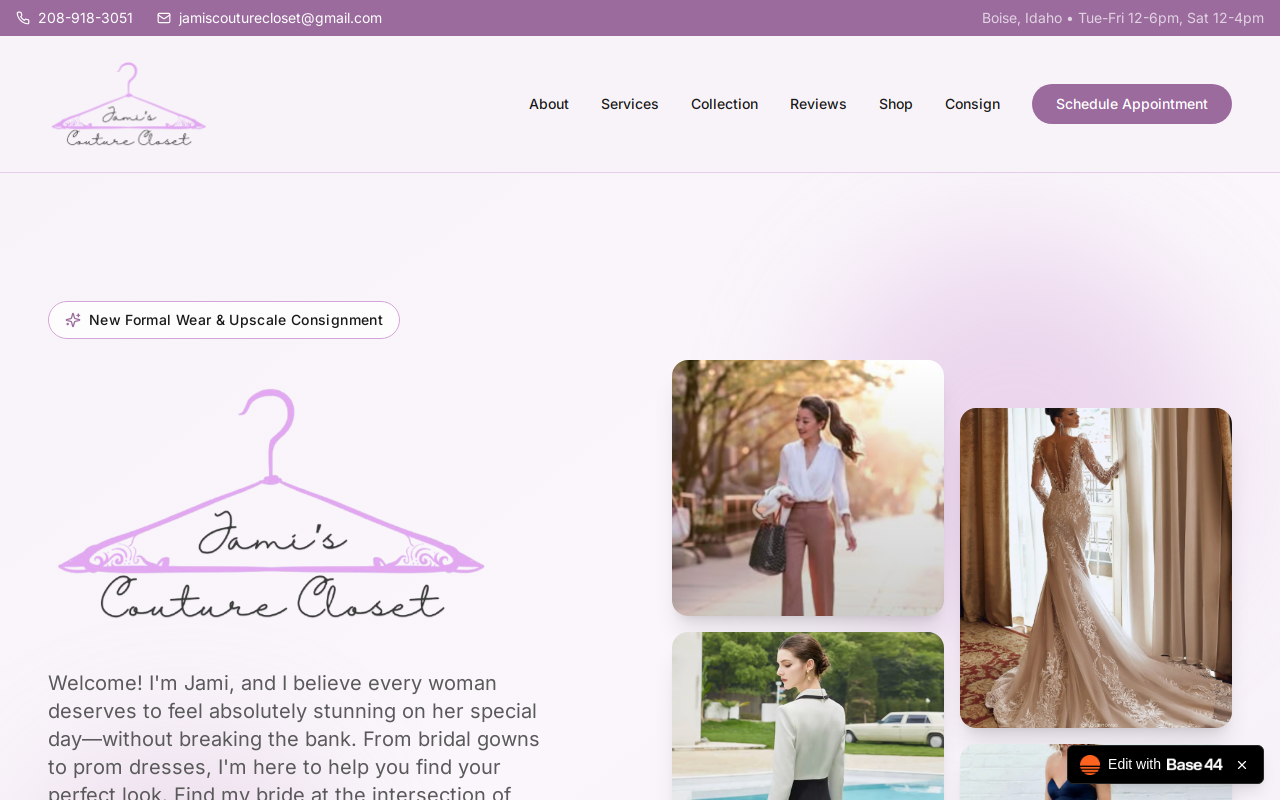 Jami's Couture Closet website preview