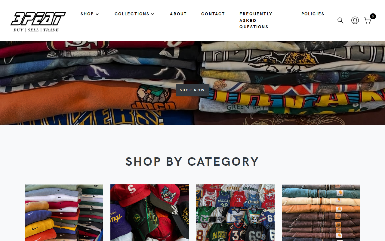 3Peat Vintage & Streetwear website preview