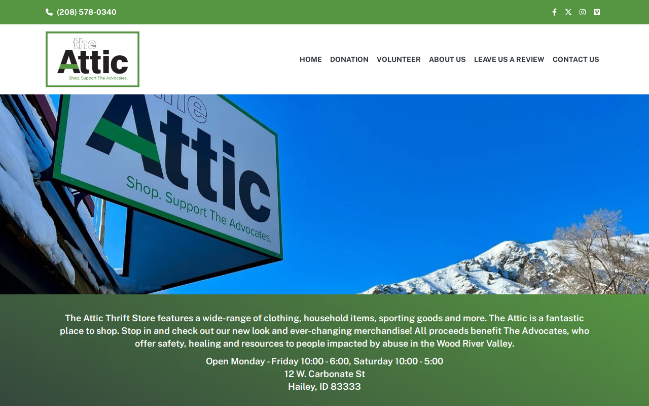 Attic Thrift website preview