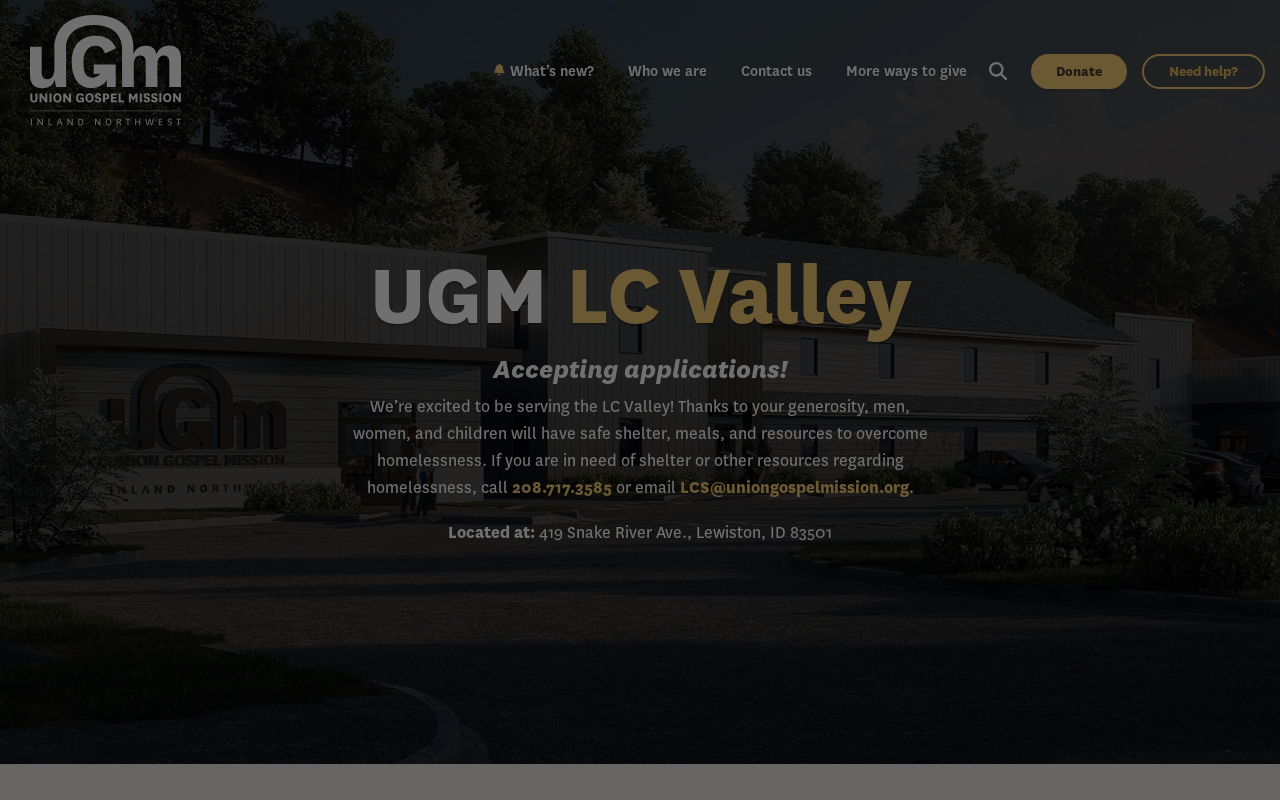 Union Gospel Mission, LC Valley website preview