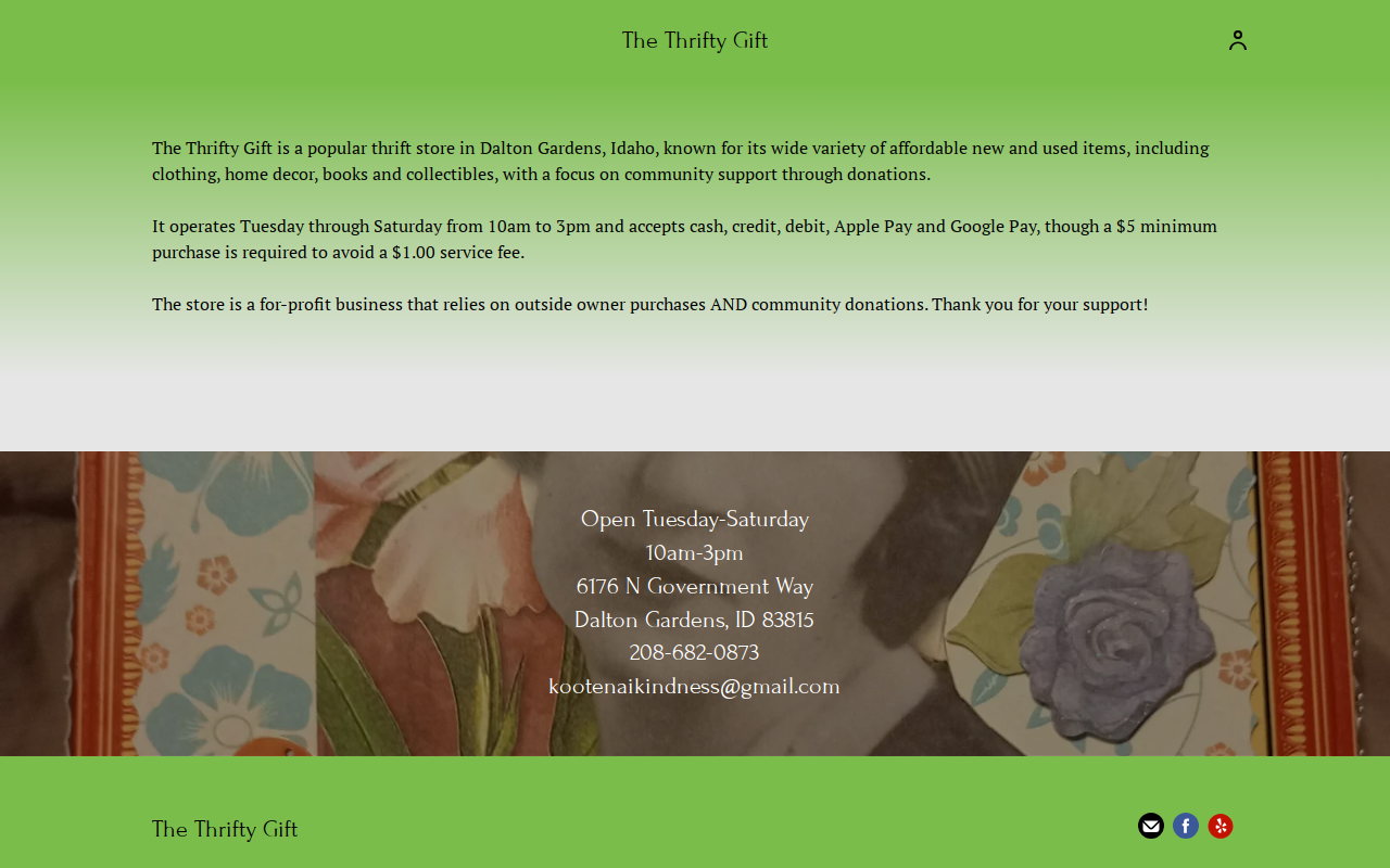 The Thrifty Gift website preview