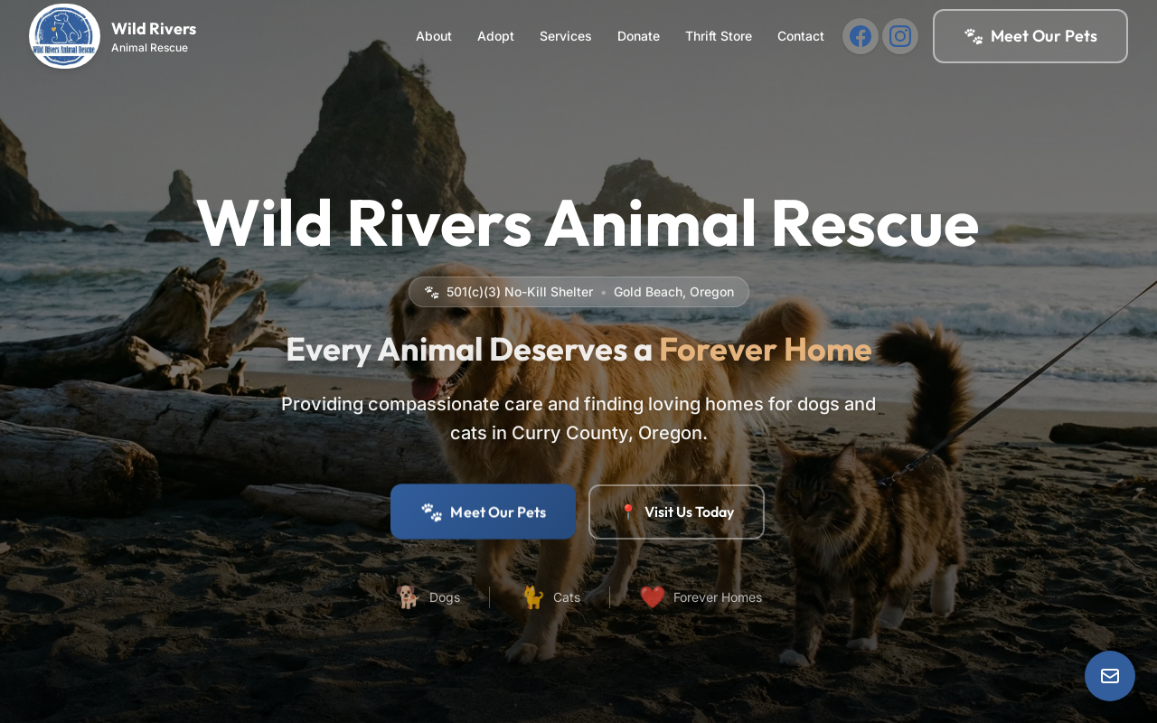 Wild Rivers Animal Rescue Thrift Store website preview