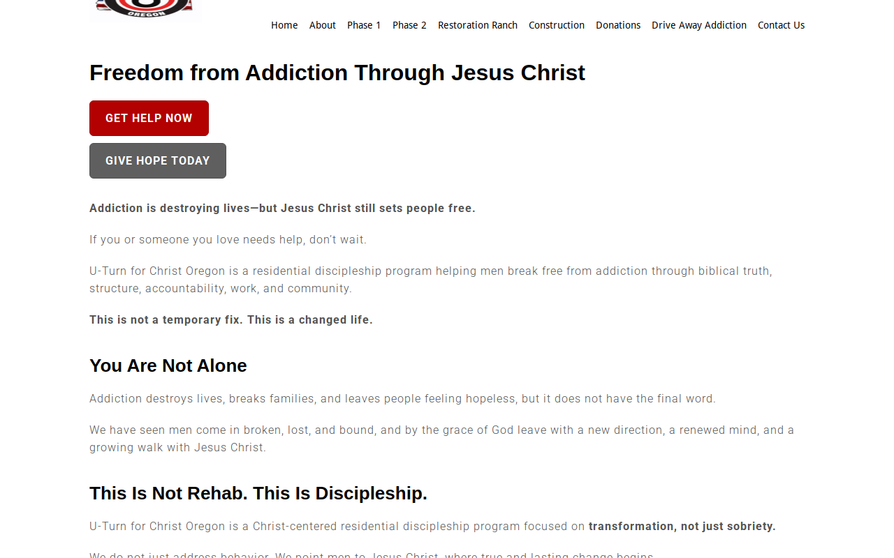 UTurn for Christ Charity Shop website preview