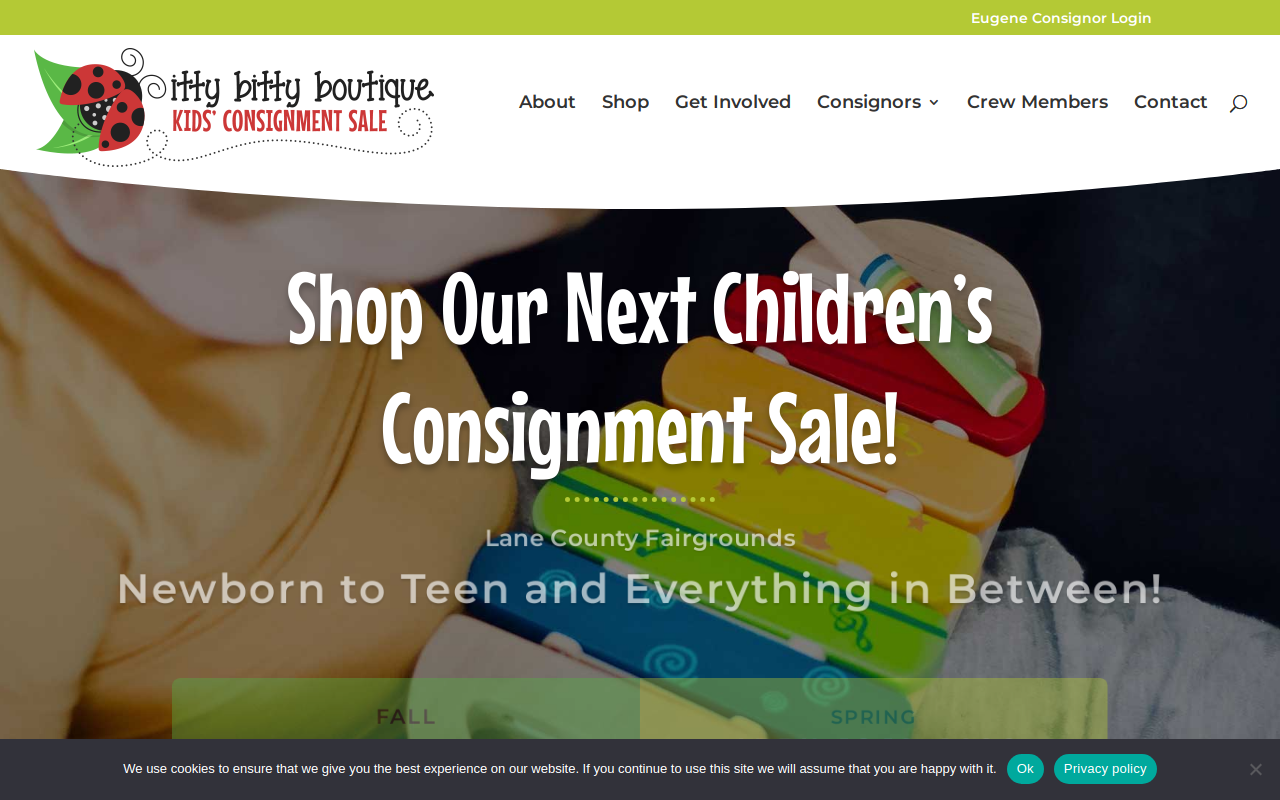 itty bitty boutique Kids' Consignment Sale website preview