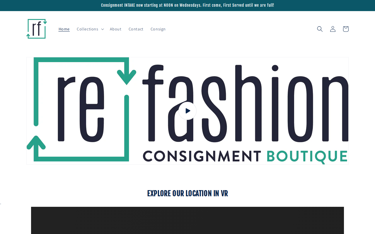 Refashion Consignment Shop website preview