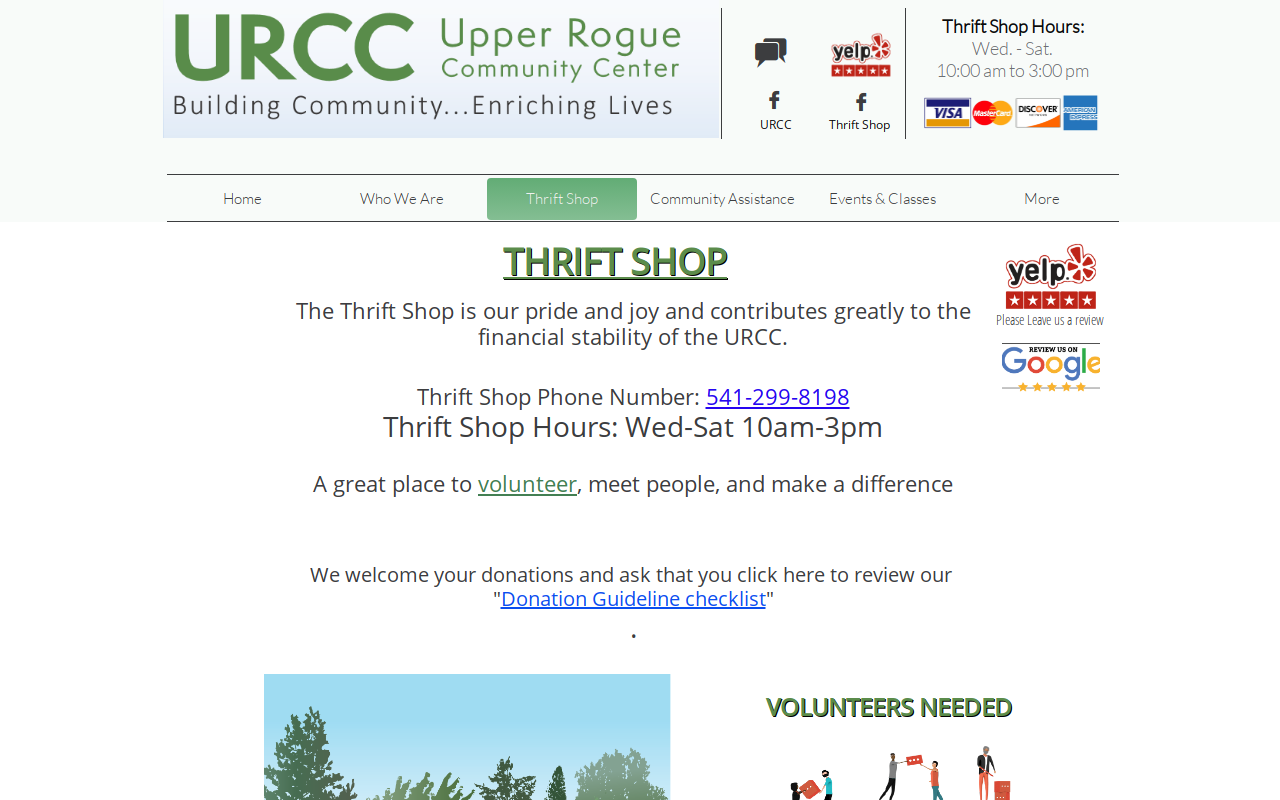 URCC Thrift Shop website preview