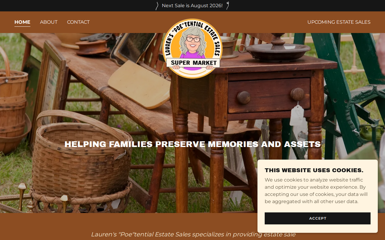Lauren's "Poe"tential Estate Sales & More website preview