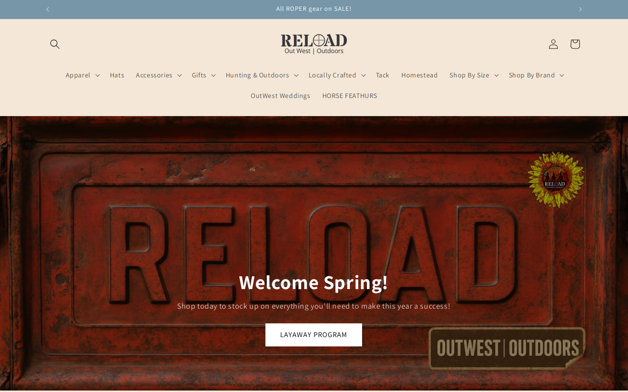 Reload Out West Outdoors website preview