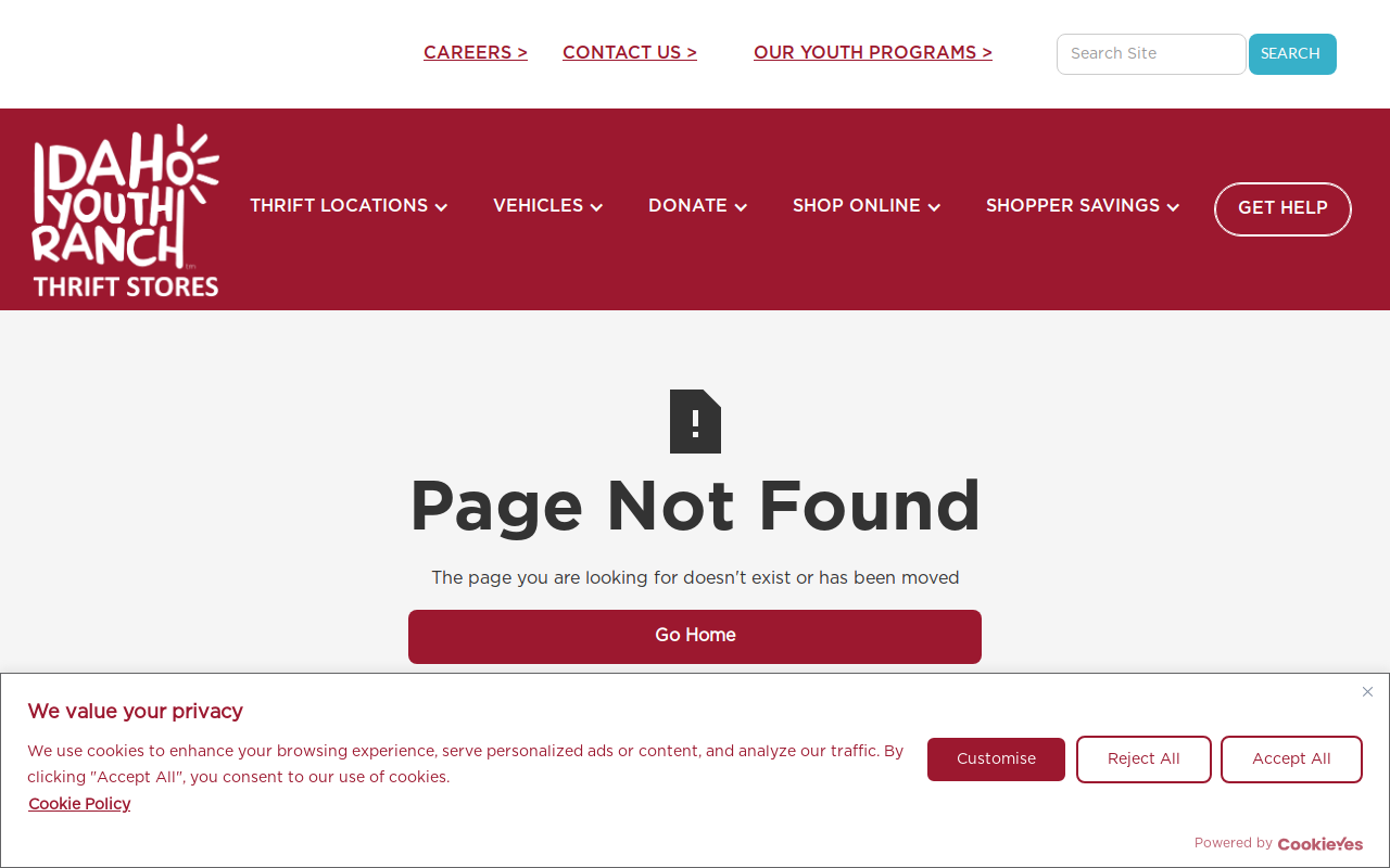 Idaho Youth Ranch Thrift Store website preview
