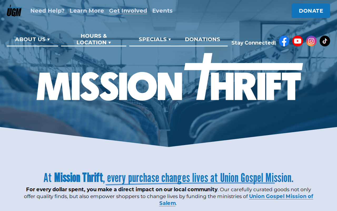 Union Gospel Mission Thrift Store website preview
