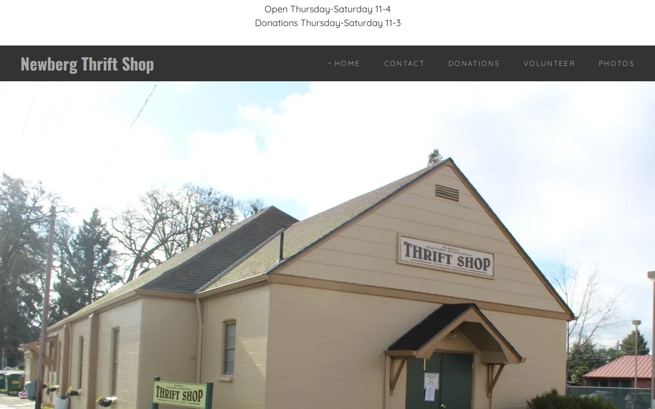 Newberg Thrift Shop website preview