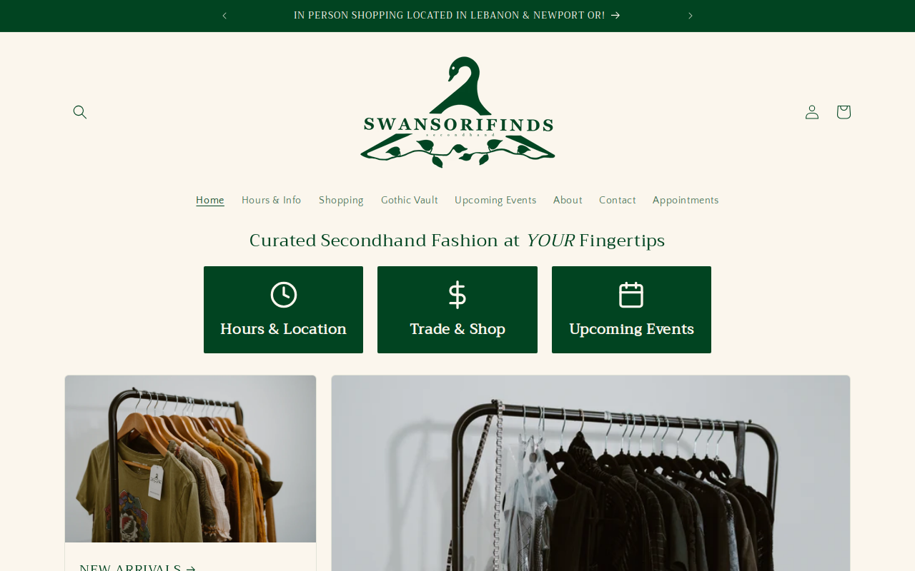 Swansorifinds website preview