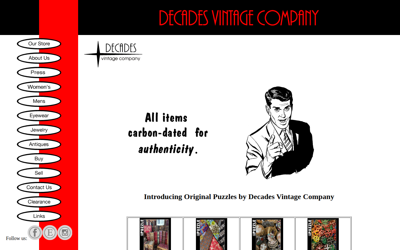 Decades Vintage Co website preview