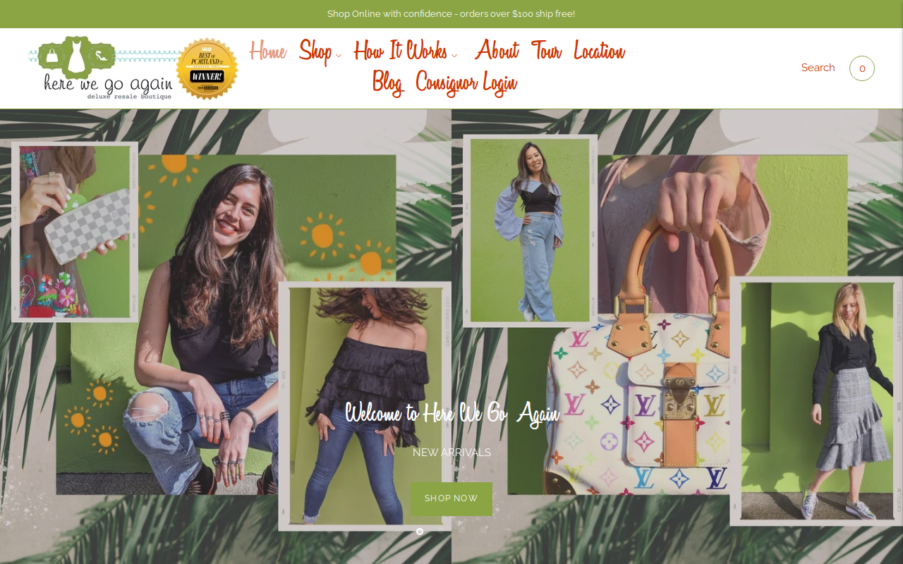 Here We Go Again deluxe resale boutique website preview
