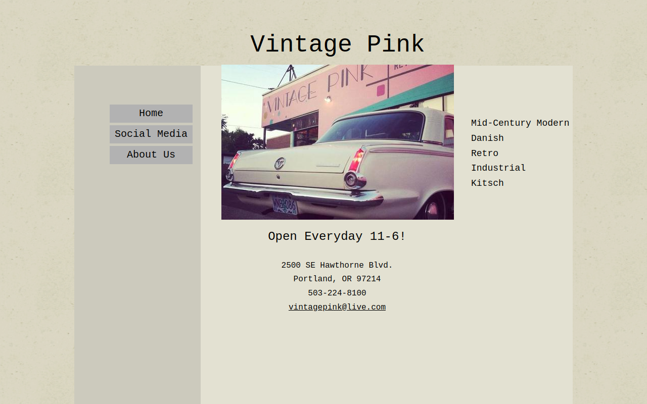 Vintage Pink website preview