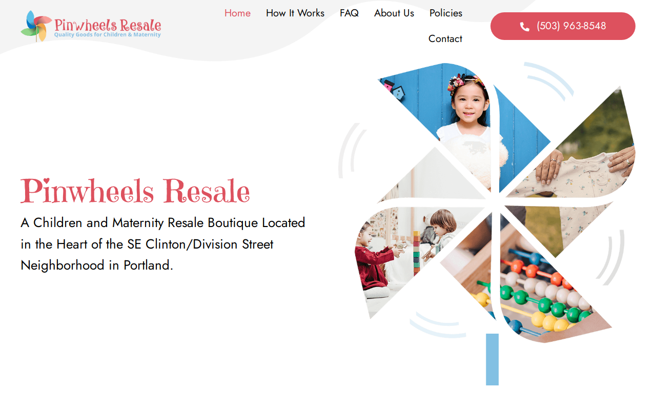 Pinwheels Resale website preview