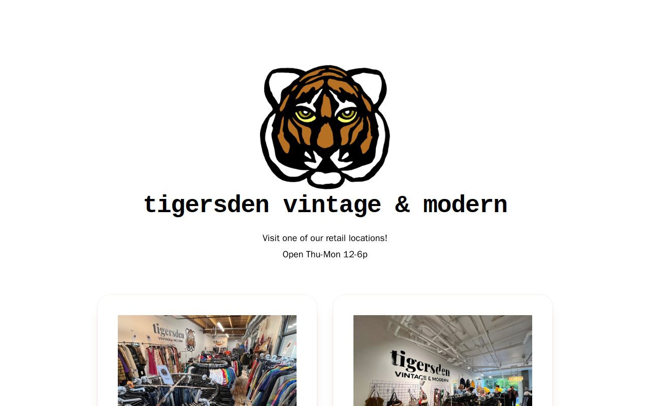 TigersDenVintage website preview