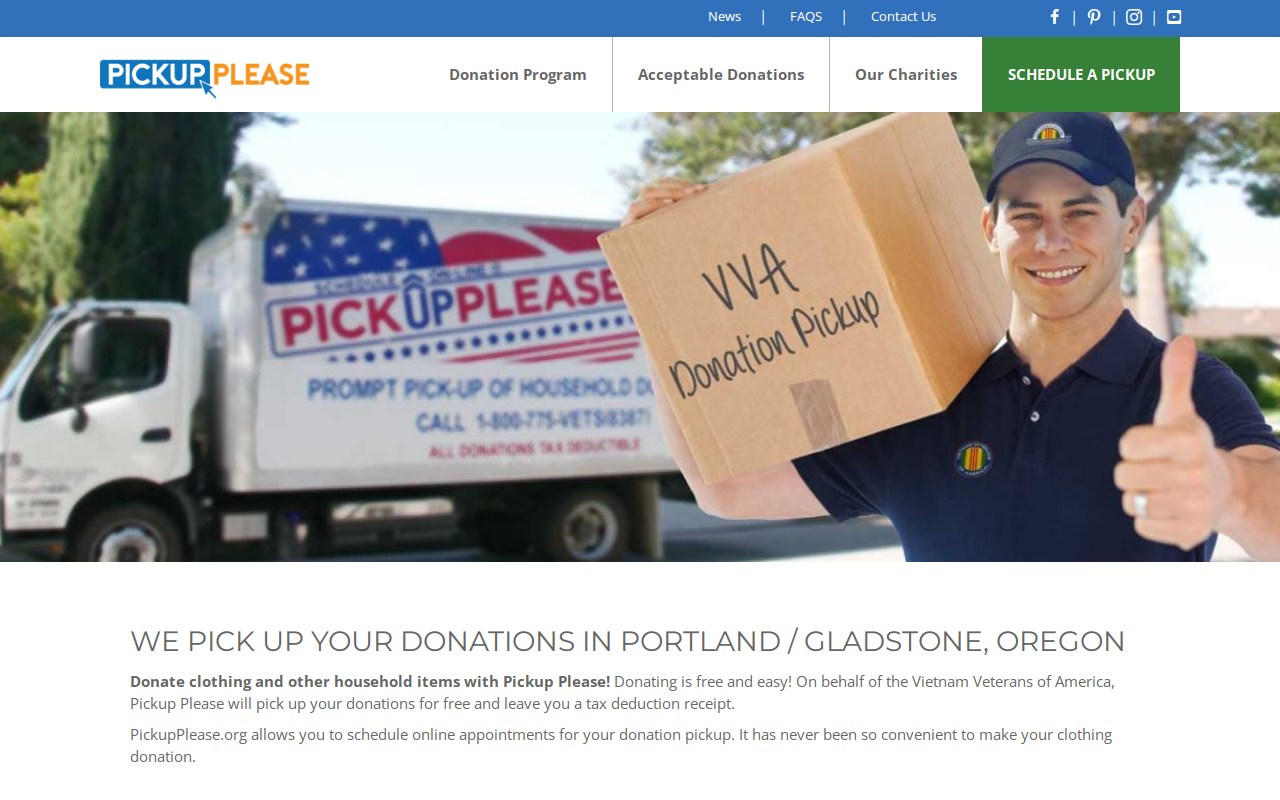 Pickup Please - Free Donation Pickup in Gladstone website preview