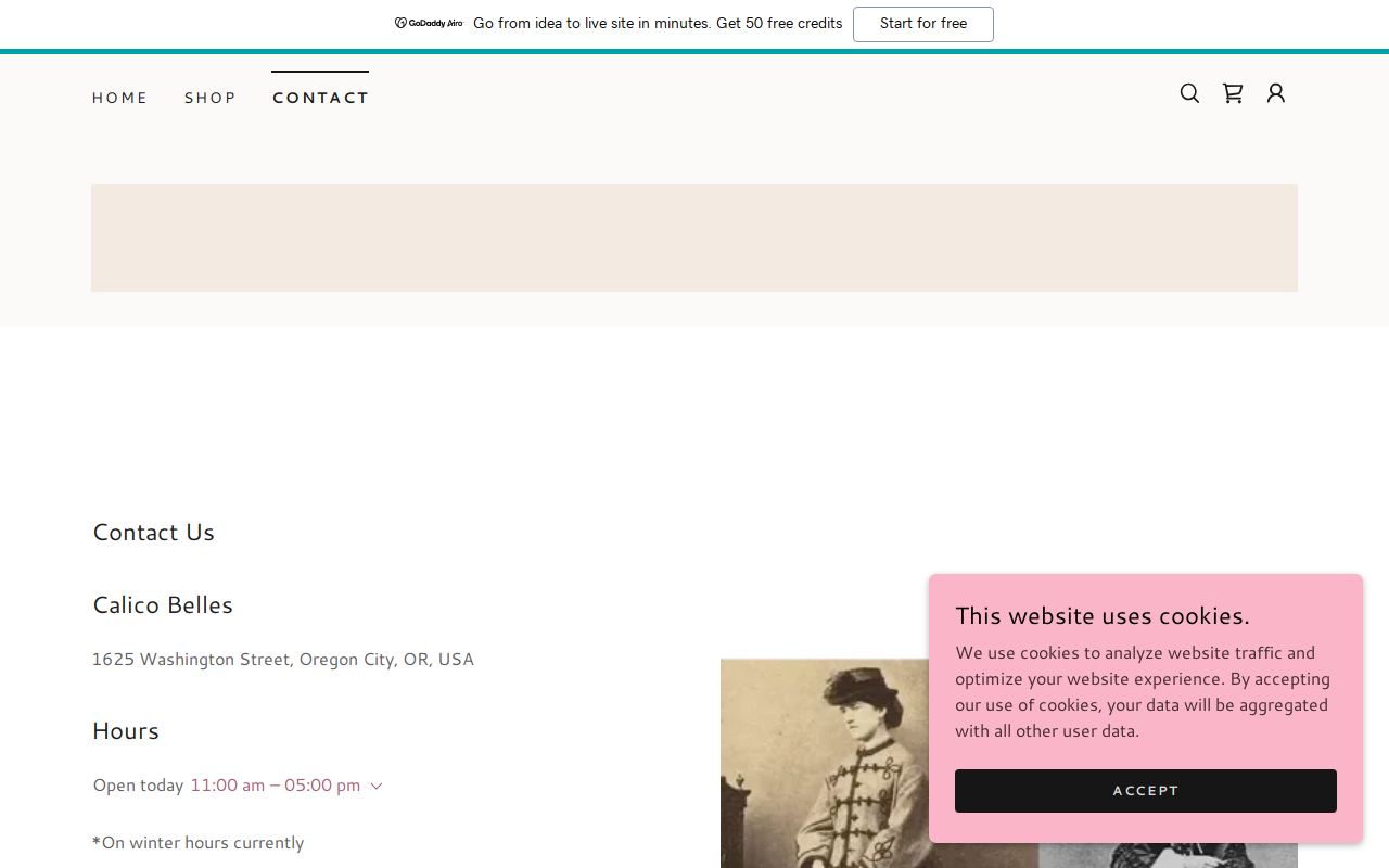 Calico Belles Vintage website preview