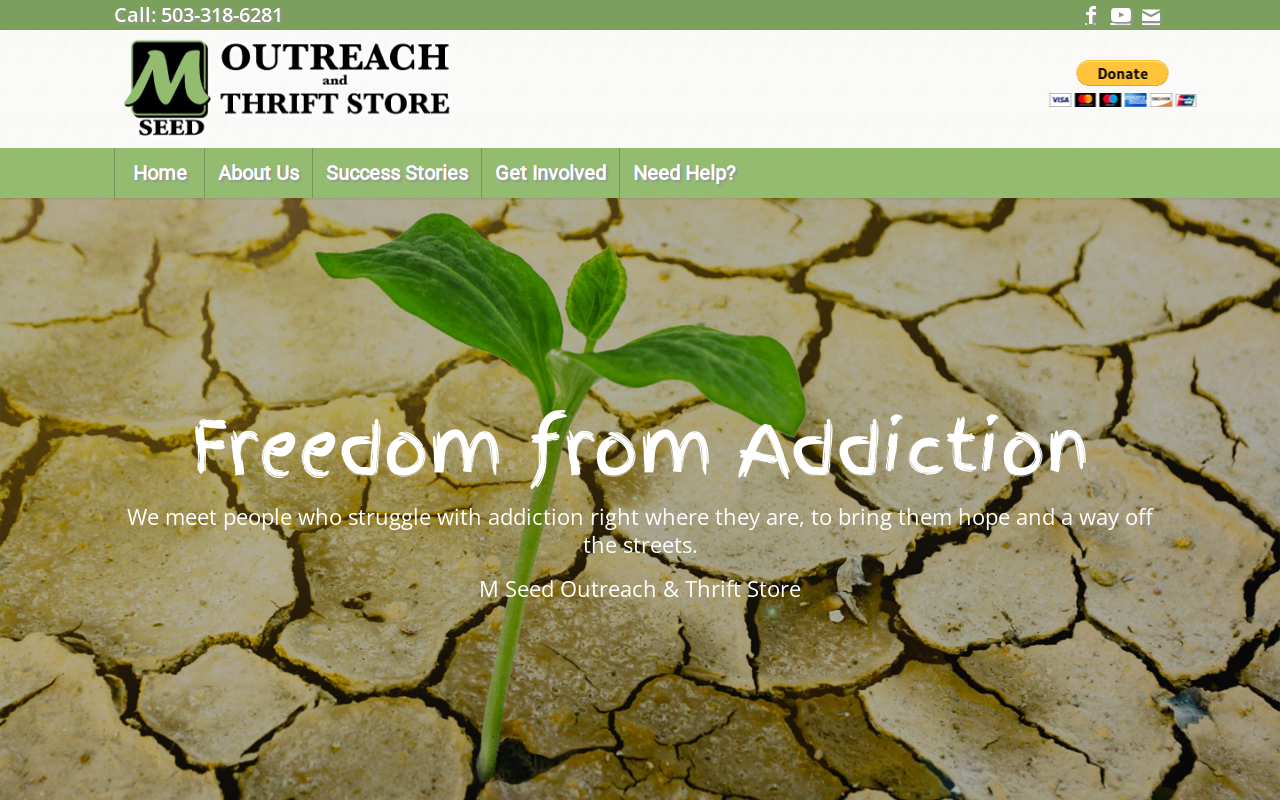 M Seed Thrift Store & Outreach website preview