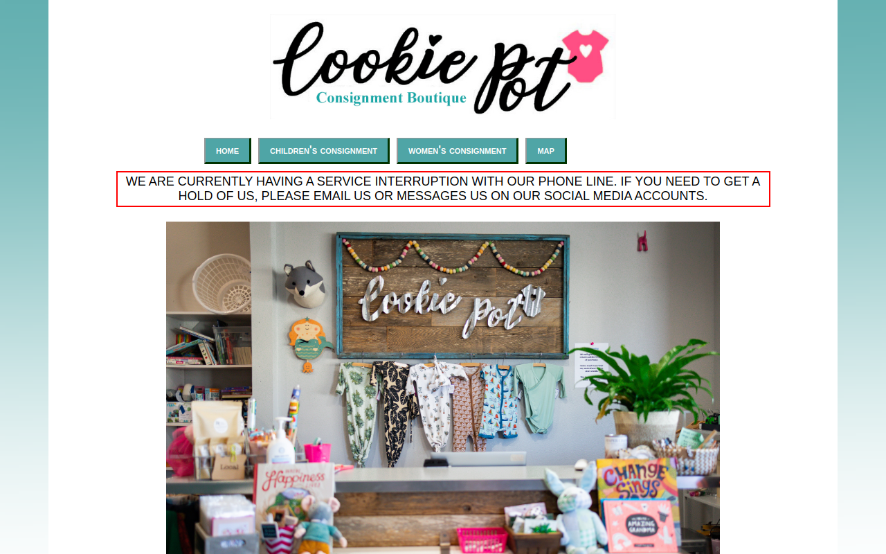 Cookie Pot Children's Boutique website preview