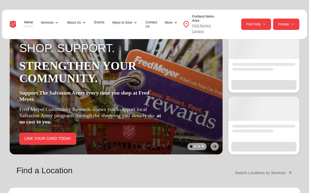 The Salvation Army Portland Metro website preview