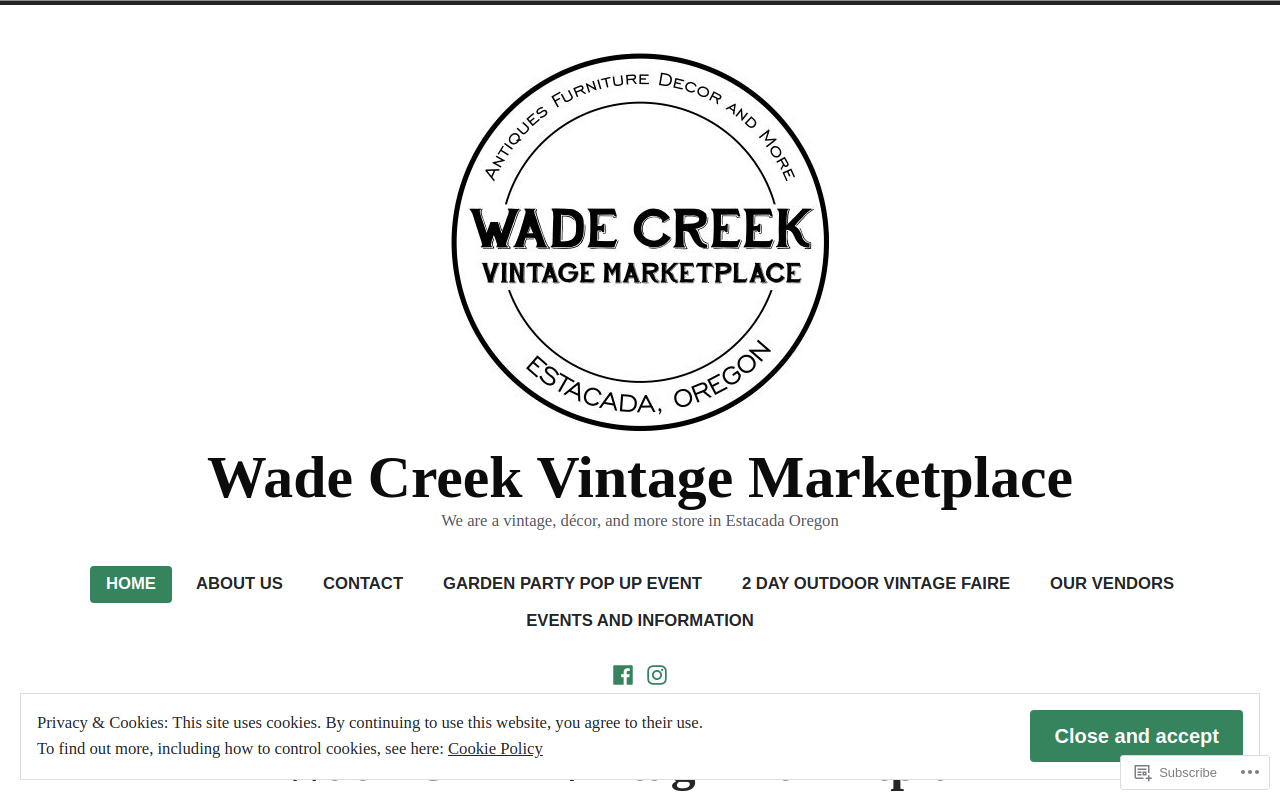 Wade Creek Vintage Marketplace website preview
