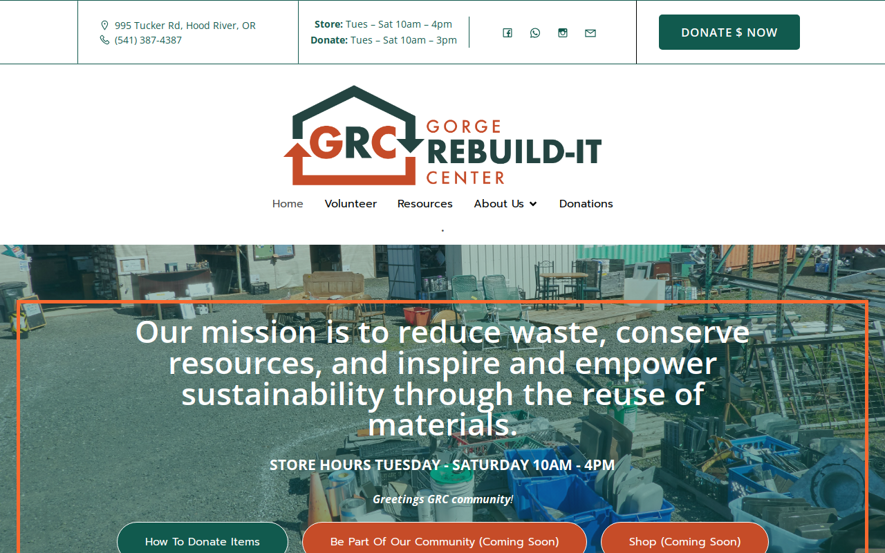 Gorge Rebuild-It Center website preview