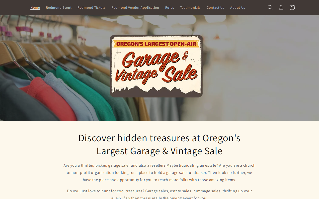 Oregon's Largest Open-Air Garage and Vintage Sale website preview
