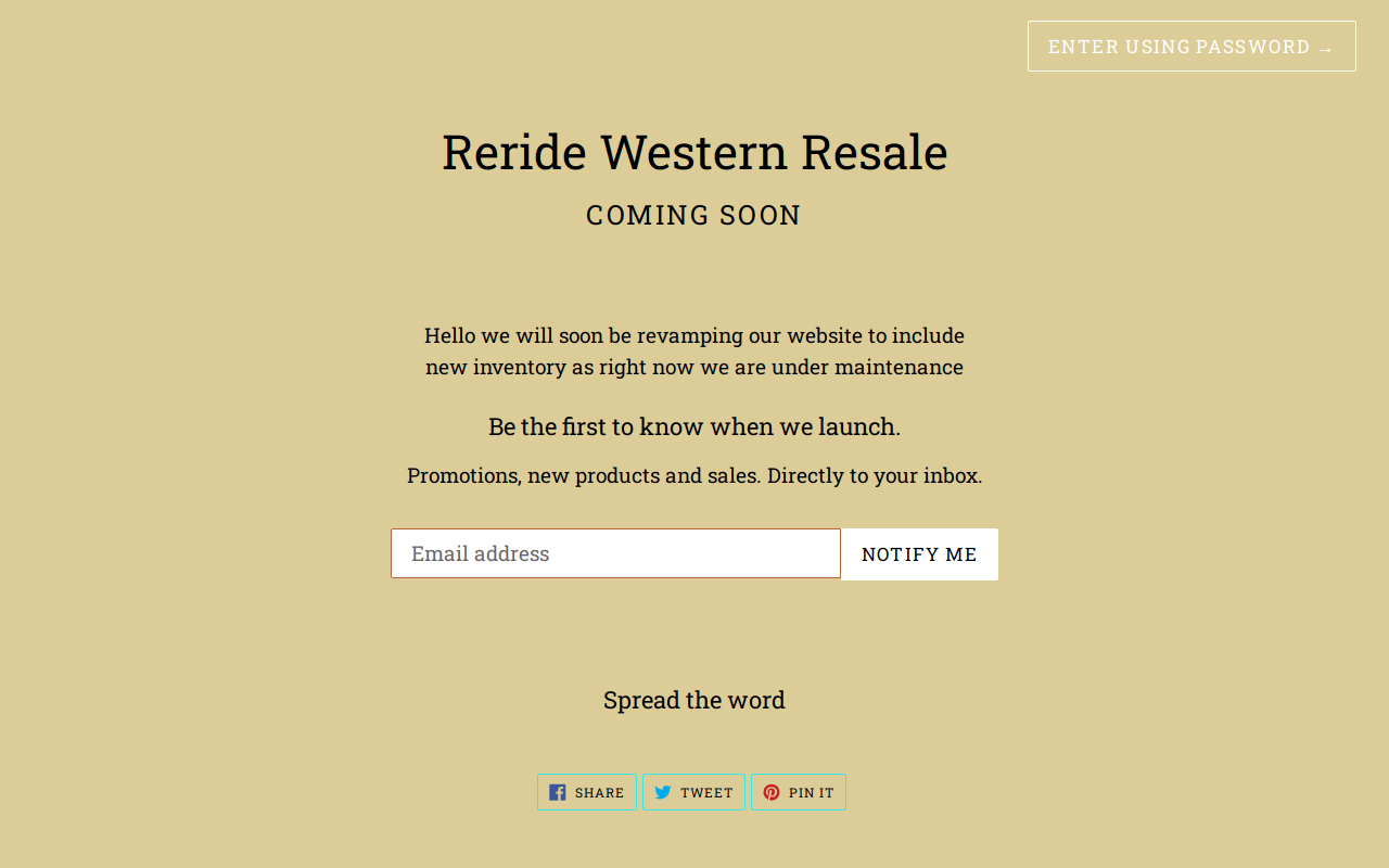 ReRide Western Resale website preview