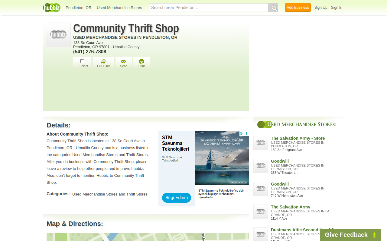 Community Thrift Shop website preview
