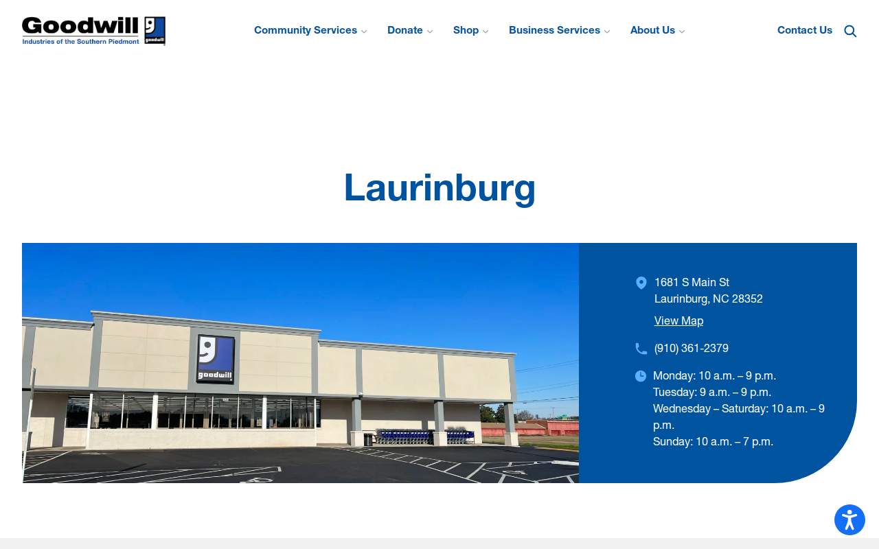 Goodwill - Laurinburg website preview