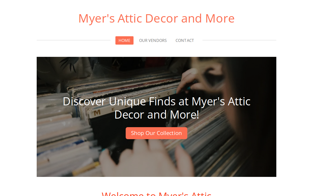 Myer's Attic website preview