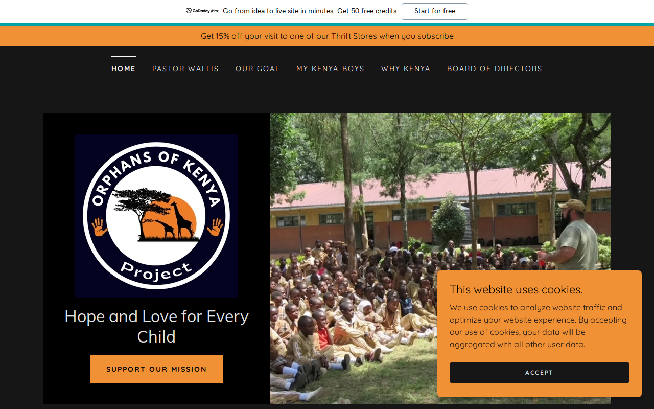 Helping the Orphans Thrift Store website preview