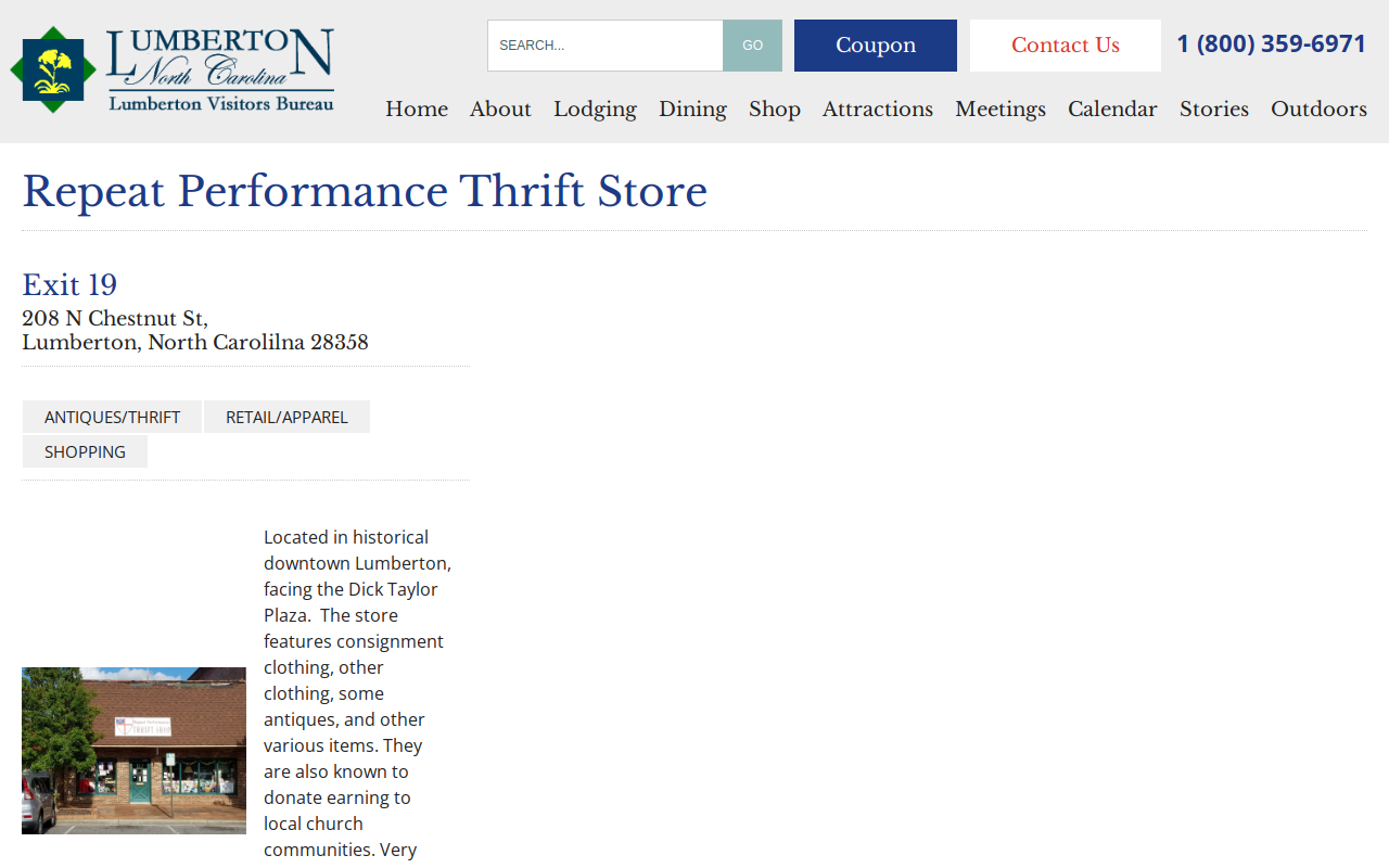 Repeat Performance Thrift Shop website preview