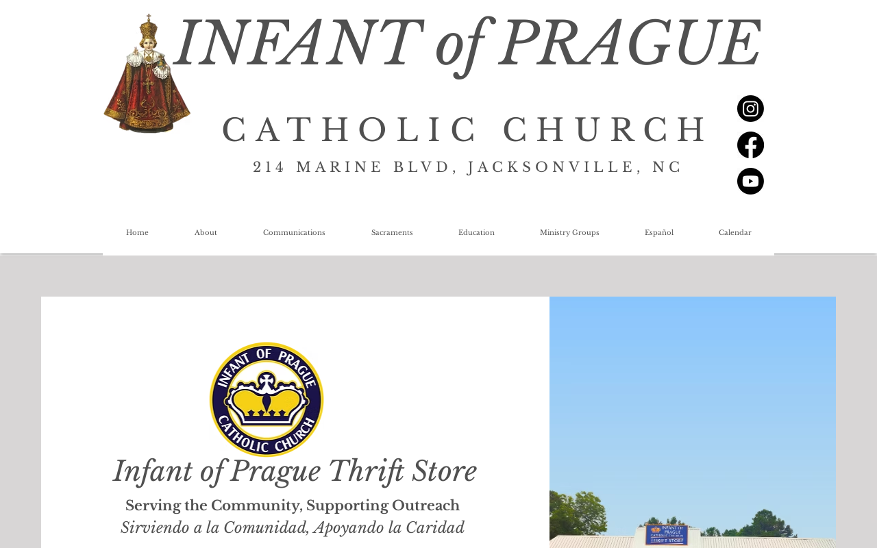 Infant of Prague Thrift Store website preview
