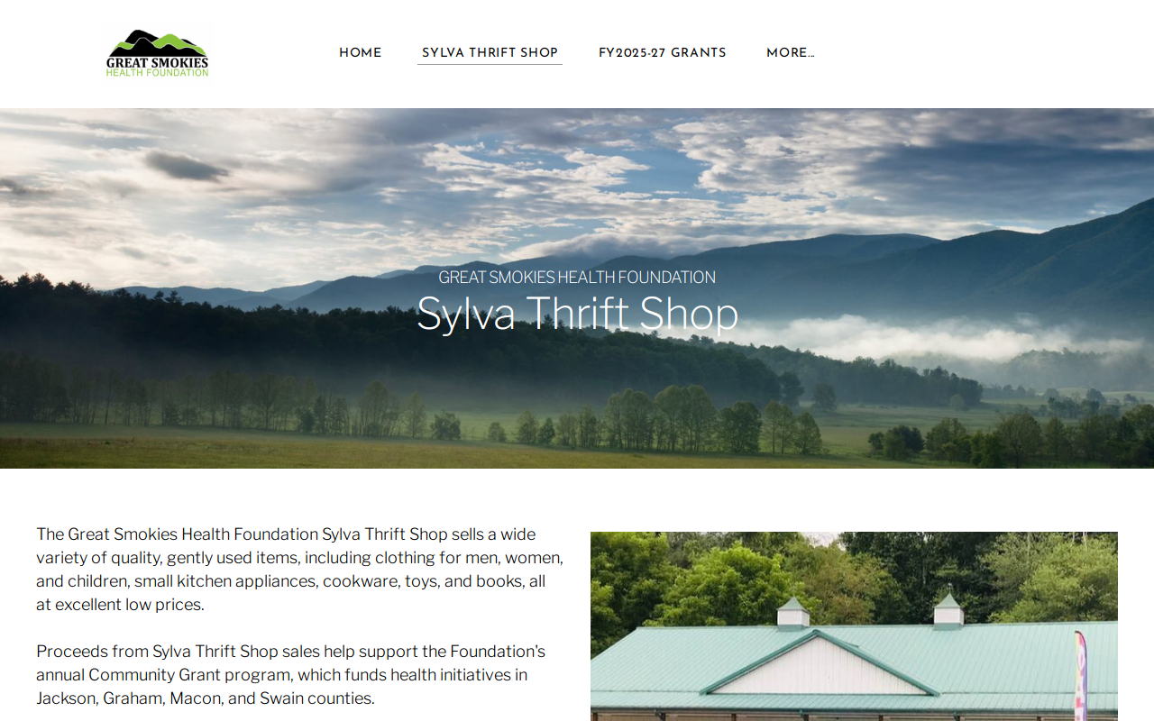 Great Smokies Health Foundation Thrift Store website preview