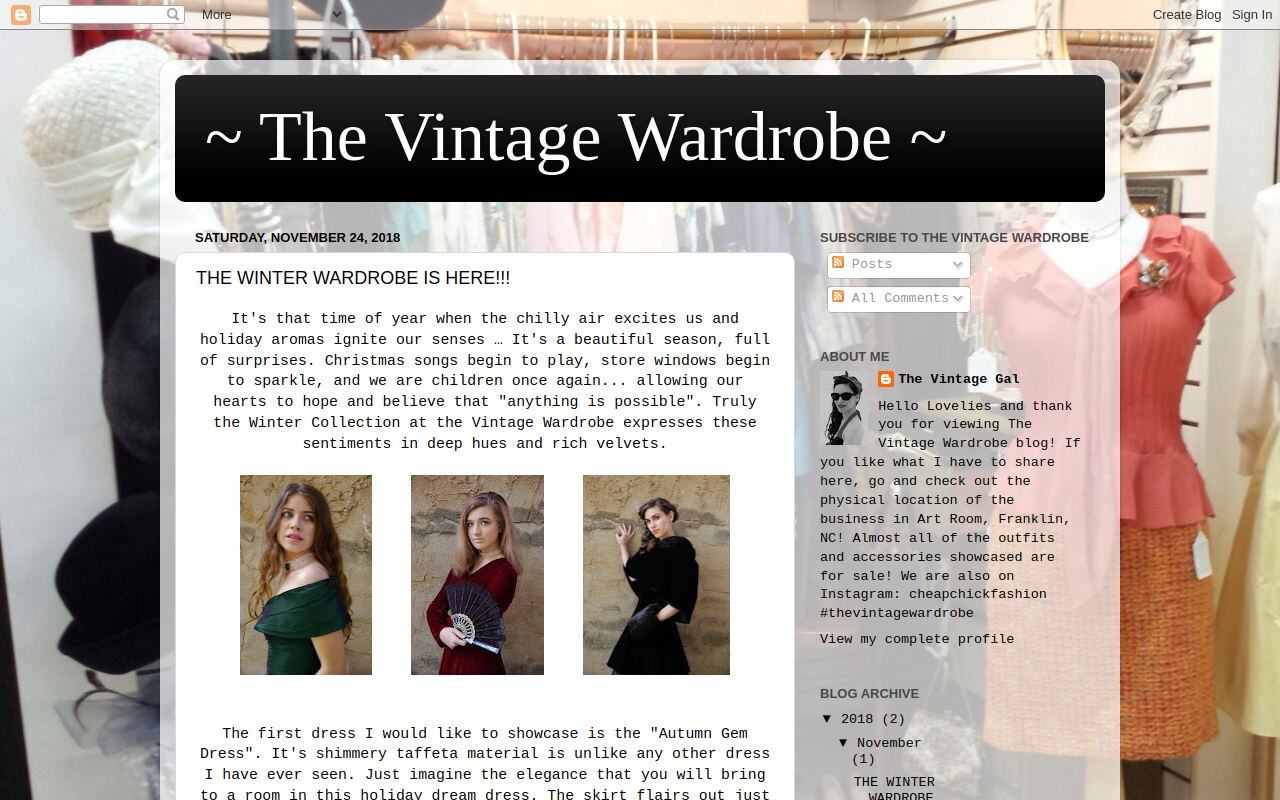 The Vintage Wardrobe website preview