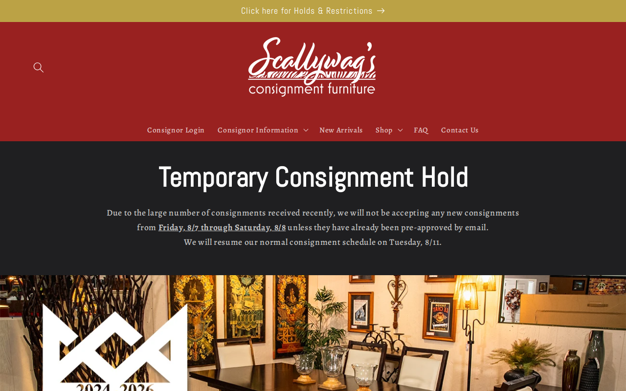 Scallywag's Consignment Furniture website preview