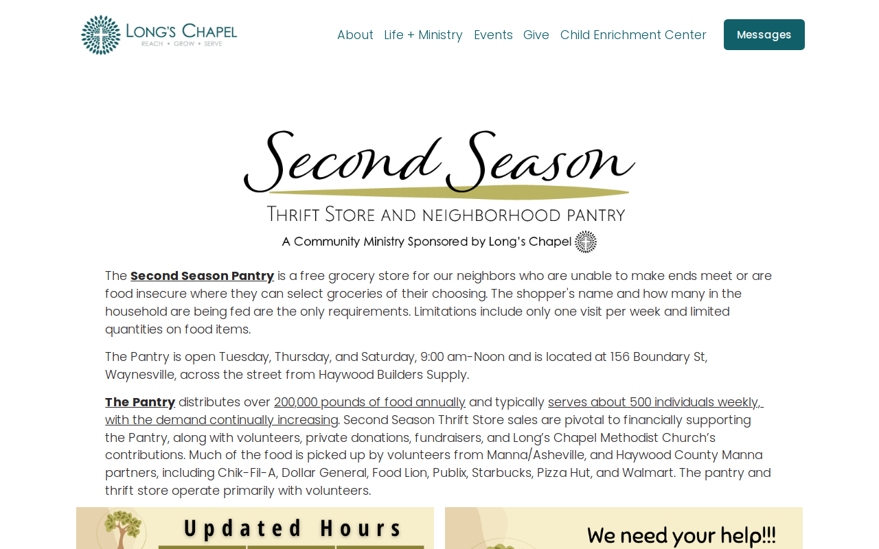 Second Season Thrift Store and Neighborhood Pantry website preview