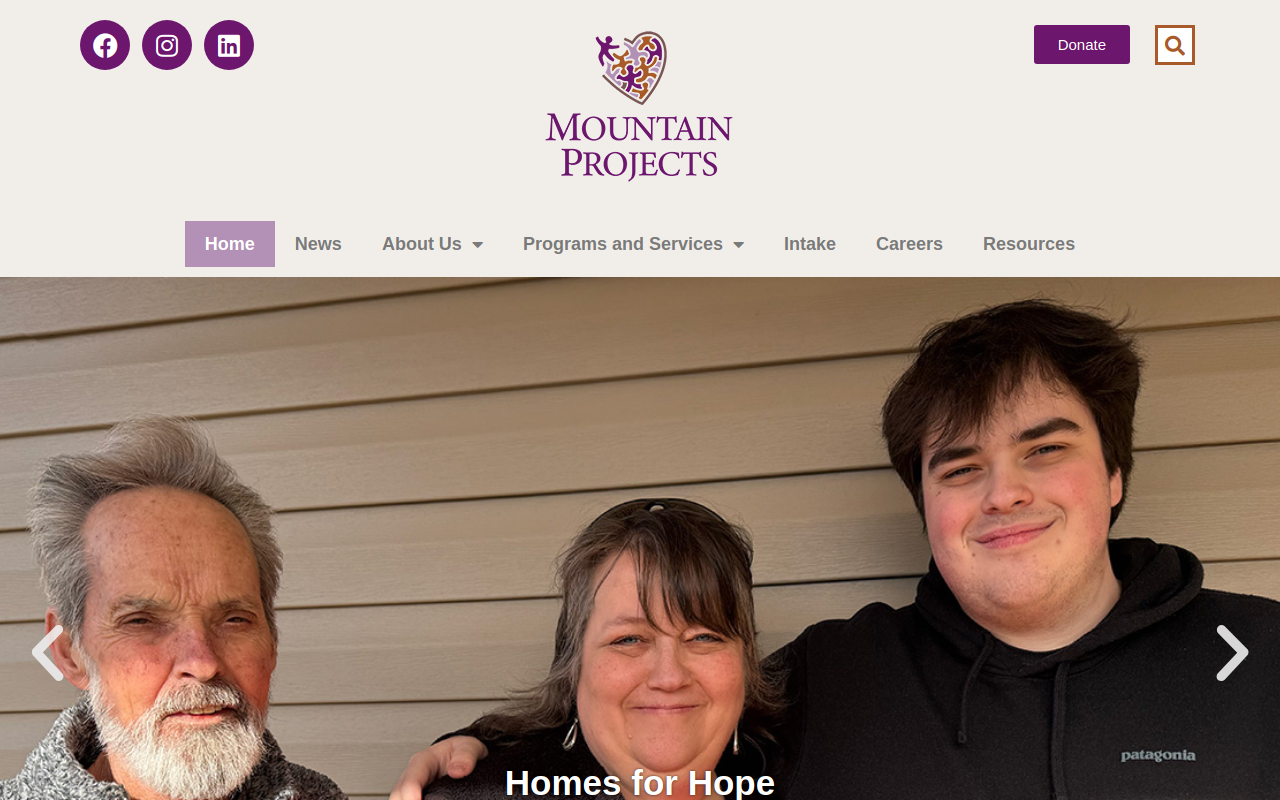 Mountain Projects Resale Store website preview