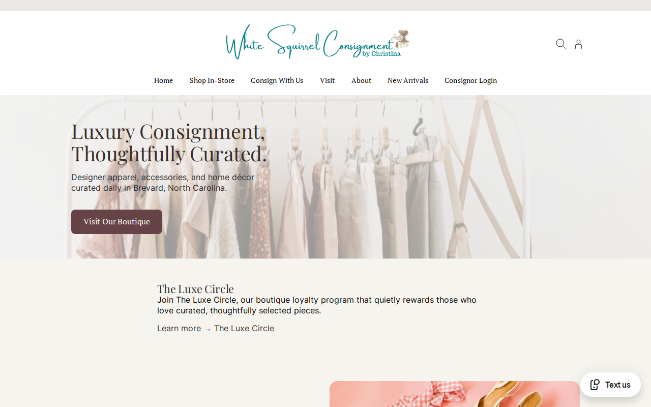 White Squirrel Consignment website preview