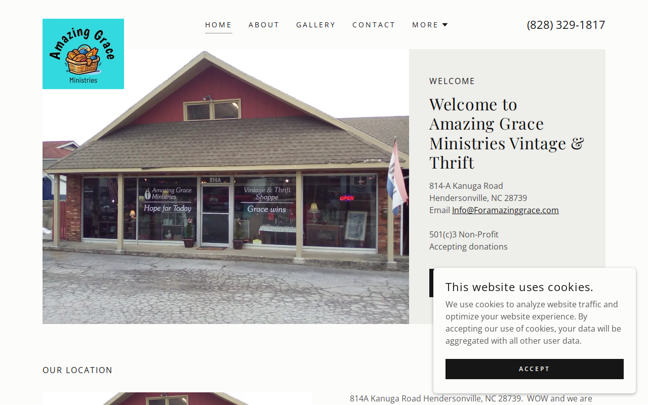 Amazing Grace Ministries Vintage and Thrift Shoppe website preview
