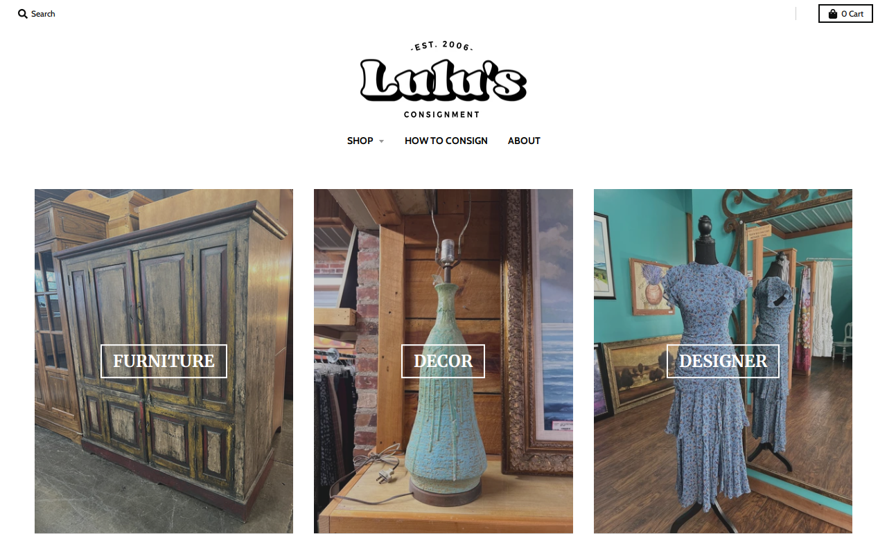 LuLu's Consignment Boutique website preview