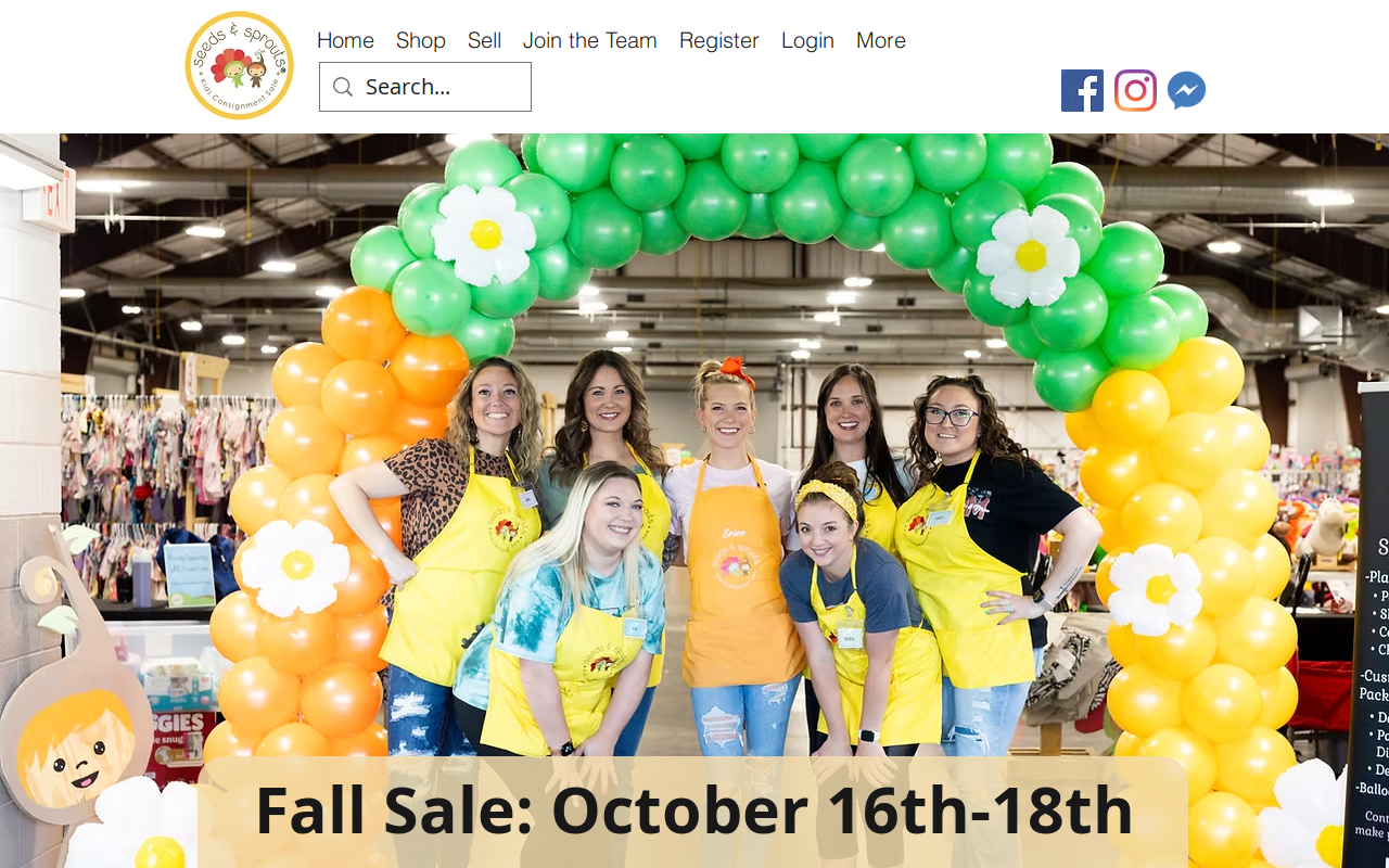 Seeds and Sprouts Kids Consignment Sale website preview