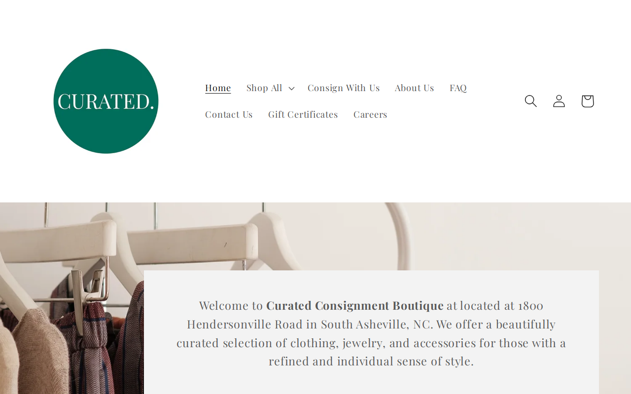 Curated Consignment Asheville website preview