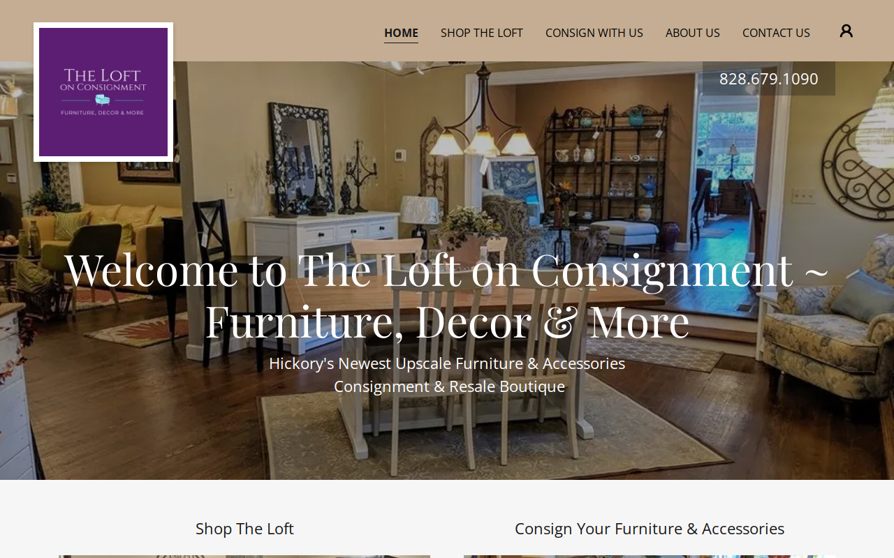 The Loft on Consignment Hickory website preview