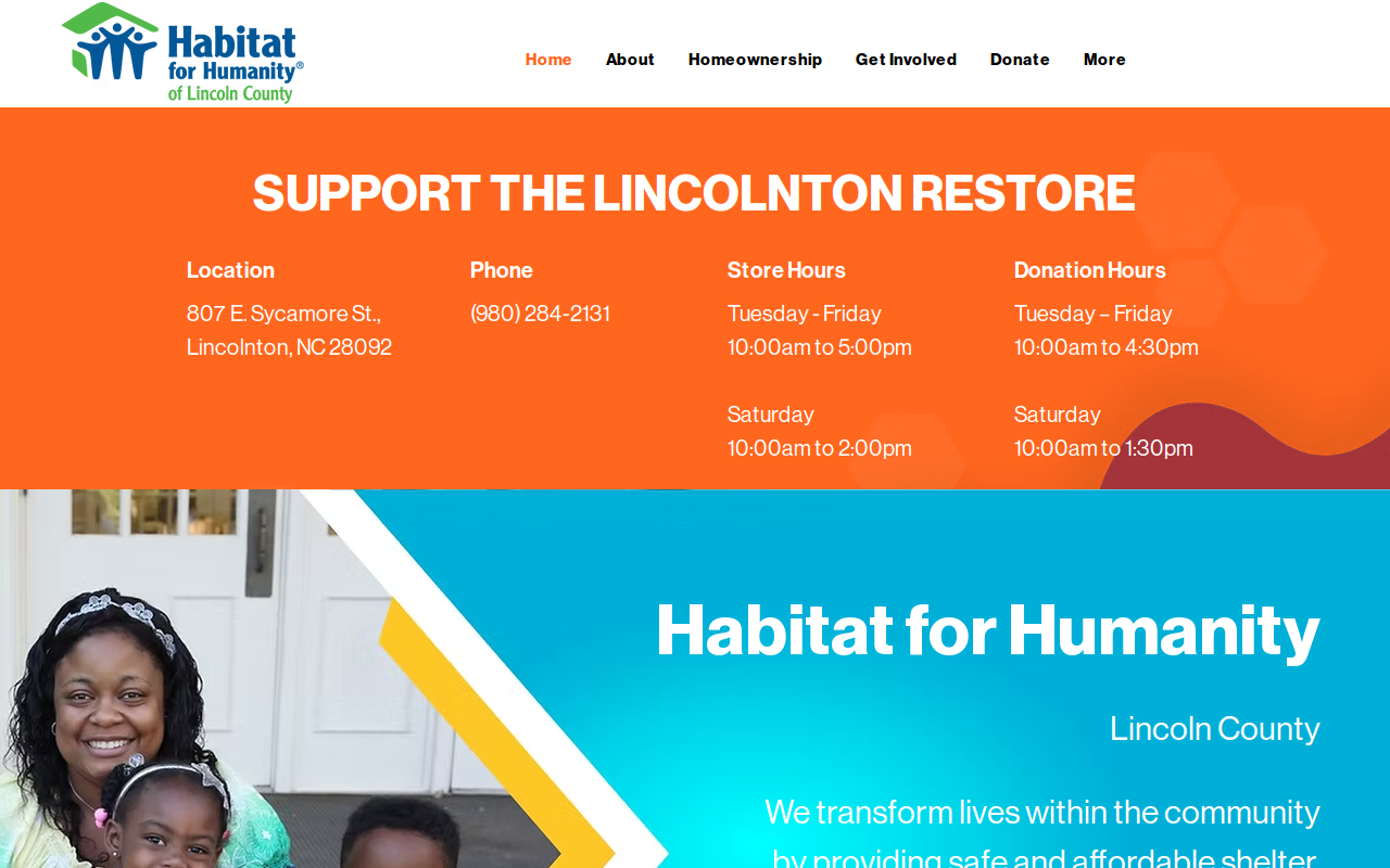 Habitat For Humanity Restore, Denver, Nc website preview